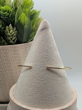 Delicate Gold Open Cuff Bracelet With CZs